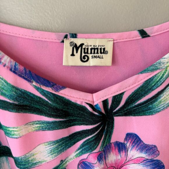 Show Me Your Mumu Caroline Mini Dress Maui Wowi Pink Sz Sml Spring Break Beach - Picture 9 of 13